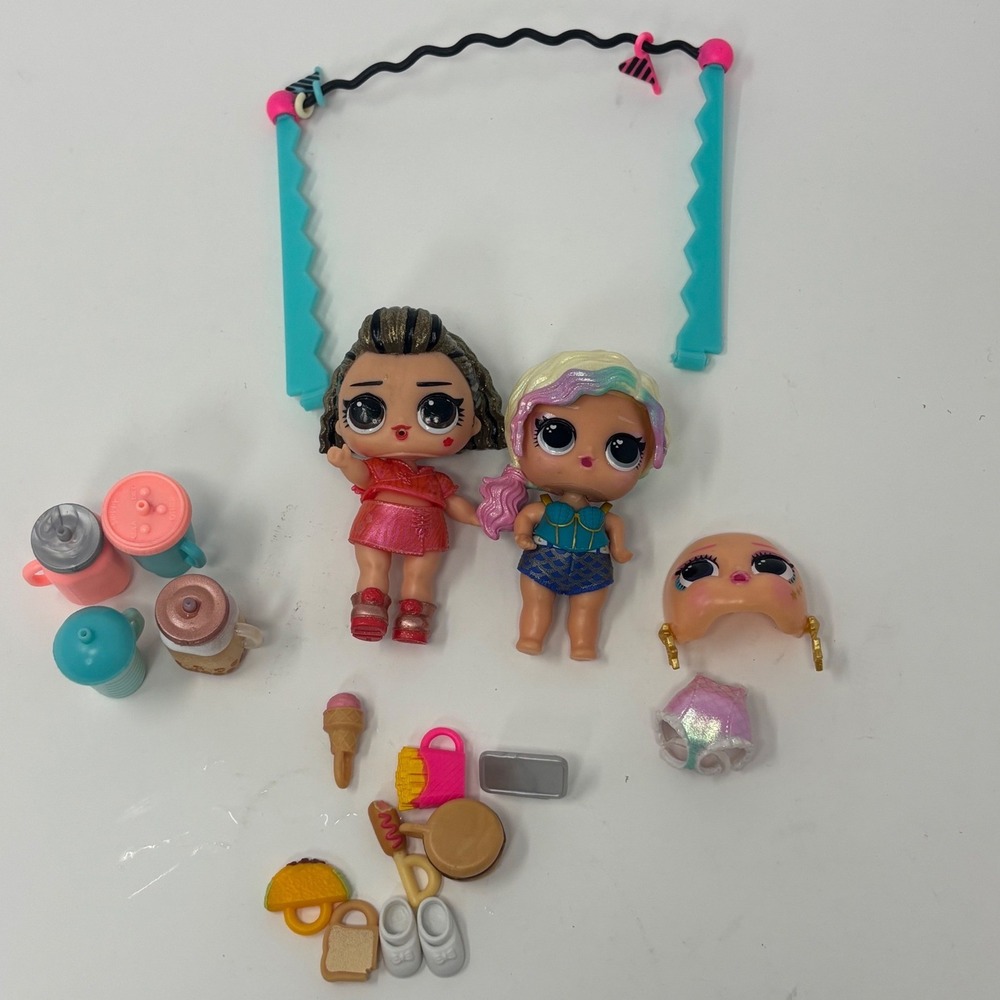 LOL Surprise Doll Lot of 2 Figures with Bottles Food and Accessories Mixed Set